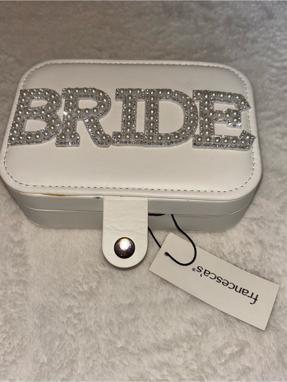 Francesca’s Bride Pearl Rhinestone Jewelry Box White Bridal Wedding NWT